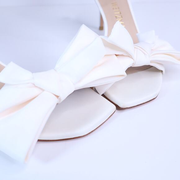 STUART WEITZMAN Nudistcurve Love Knot Heel Sandal Ivory 100mm Women's 7.5B - Picture 3 of 8